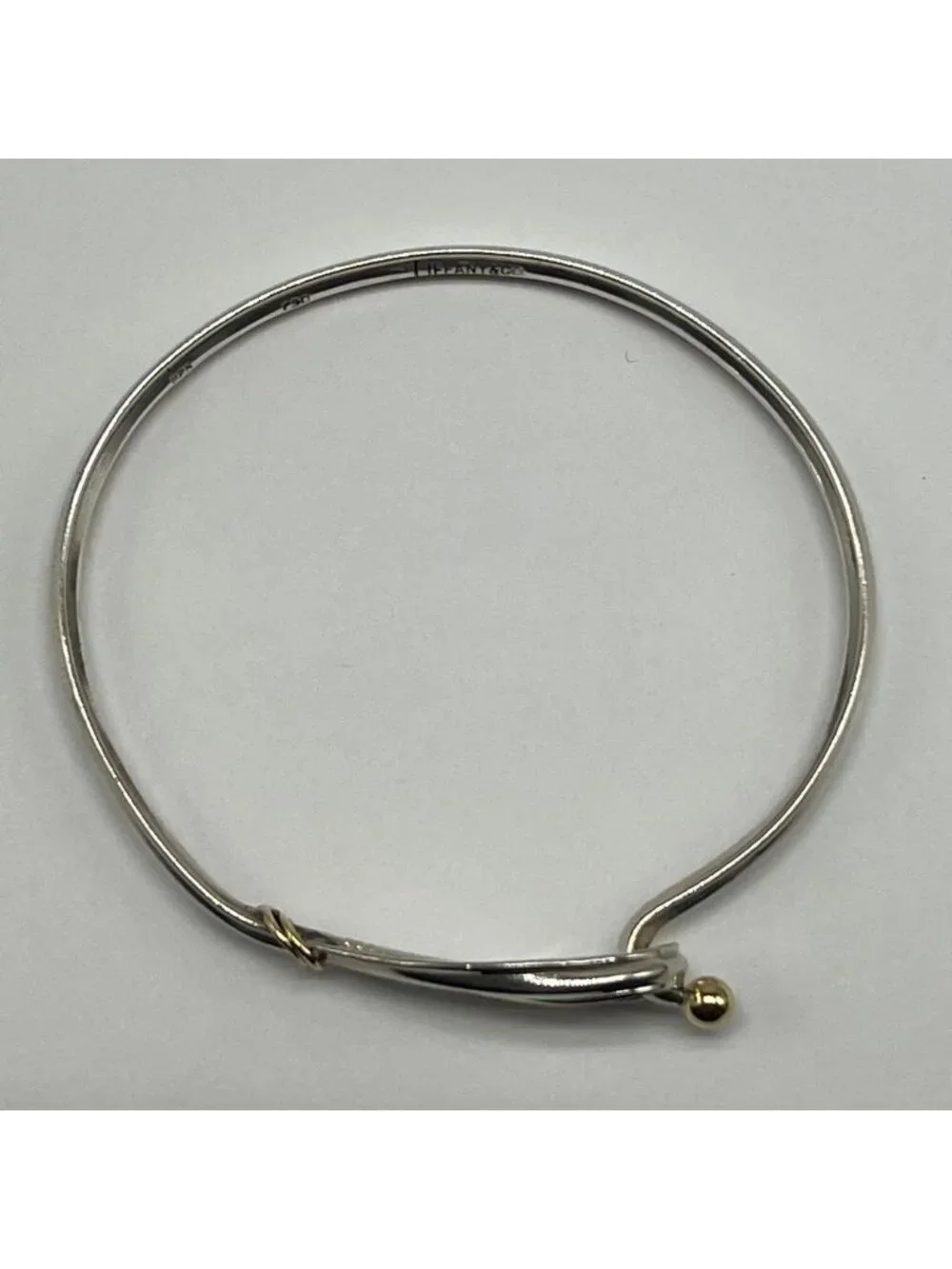 Tiffany & Co Hook and Eye Bangle Silver YG Vintage Bracelet